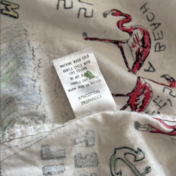 Reverse Threads Men M Button Down Flamingo Malibu Beach Tropical Sailboat Shirt - Picture 7 of 7